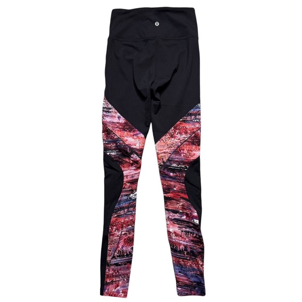 Lululemon Sweat & Repeat size 4 tights black red pink 28” inseam legging